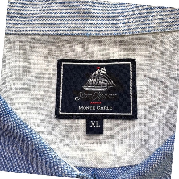 Star Clippers Men XL 100% Linen Button Down Shirt Coastal Resort Vacation Casual - Picture 2 of 8